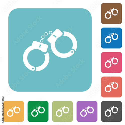 Handcuffs rounded square flat icons