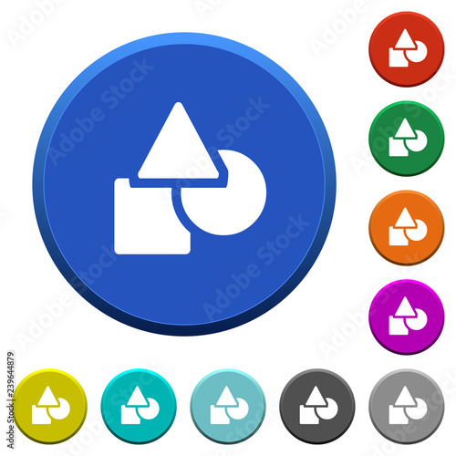 Basic geometric shapes beveled buttons