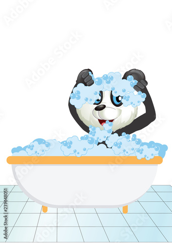 Fototapeta Naklejka Na Ścianę i Meble -  Panda in bathtub