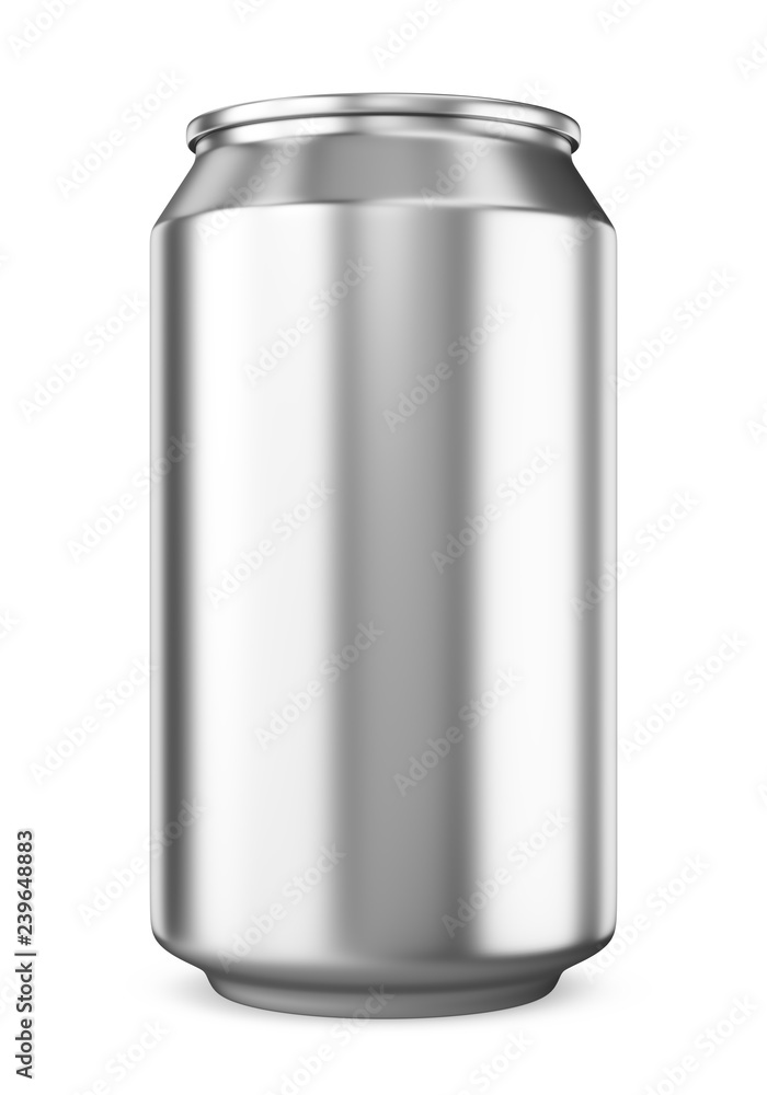 Single blank metallic beer can isolated on white Single blank metallic beer can isolated on white