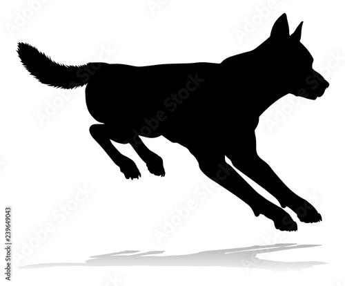 A detailed animal silhouette of a pet dog