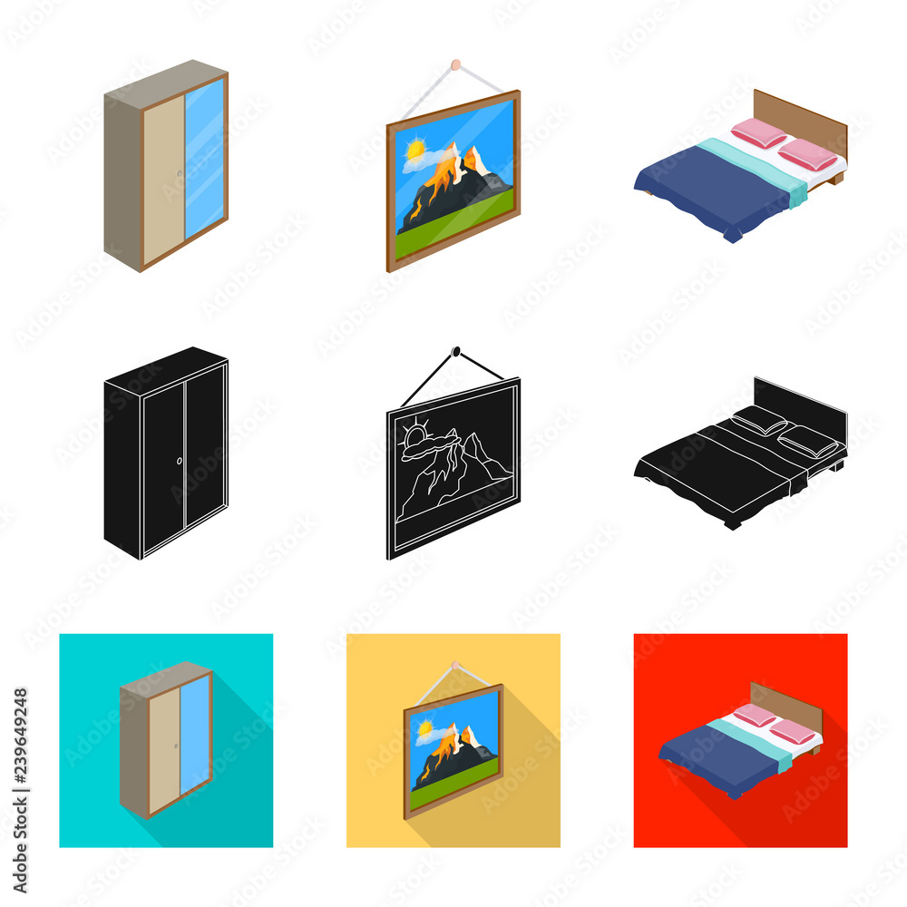 Vector design of bedroom and room logo. Collection of bedroom and furniture stock symbol for web. Vector design of bedroom and room logo. Collection of bedroom and furniture stock symbol for web.