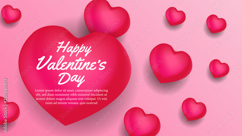 valentine day banner template with hearth balloon. vector illustration
