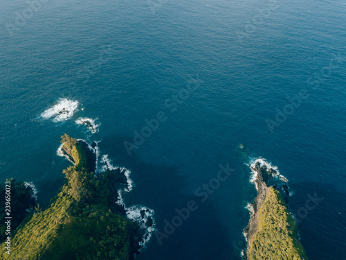 aerial top shot of the coast of hawaii