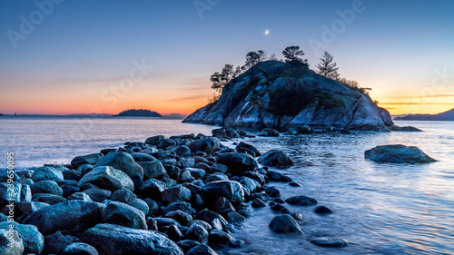 Sunset over Whyte Cliff, West Vancouver, beautiful British Columbia, Canada. photo