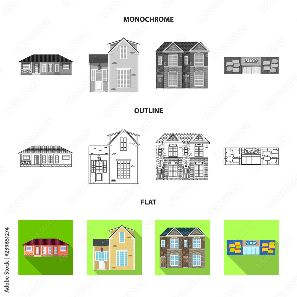Vector illustration of building and front logo. Collection of building and roof vector icon for stock. Vector illustration of building and front logo. Collection of building and roof vector icon for stock.
