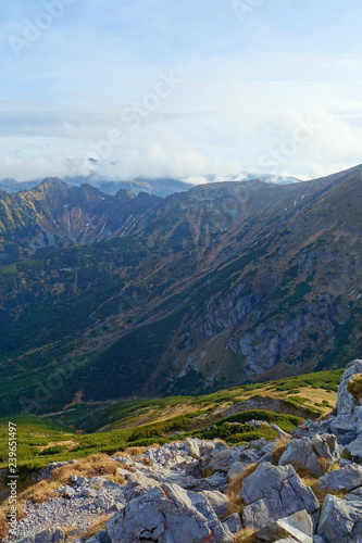 Landscape around landmark of Tatry - Giewont during autumn, Zakopane, Tatry moutanins, Poland photo