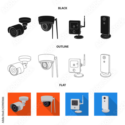 Vector design of cctv and camera logo. Set of cctv and system vector icon for stock.