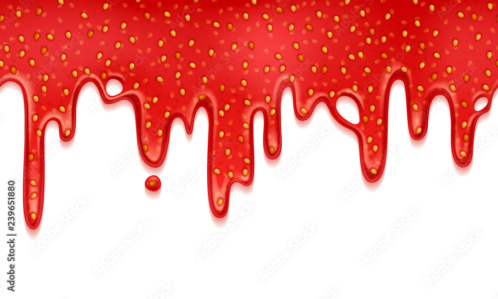 Drips of strawberry jam. Sweet background. Drips of strawberry jam. Sweet background.