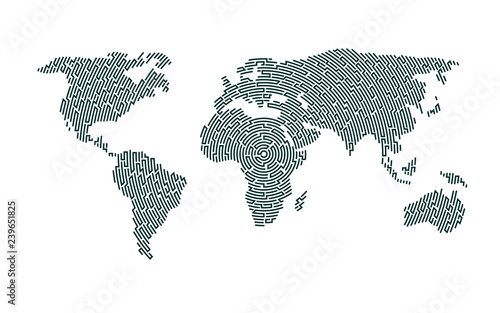 vector of world map combined with maze pattern, concept of global network technology