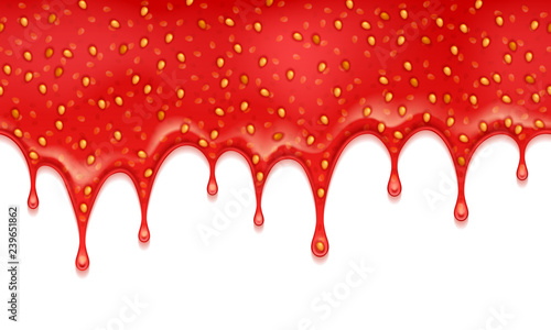 Drips of strawberry jam. Sweet background.