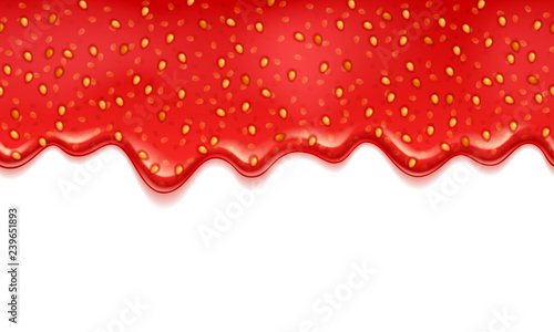 Drips of strawberry jam. Sweet background.