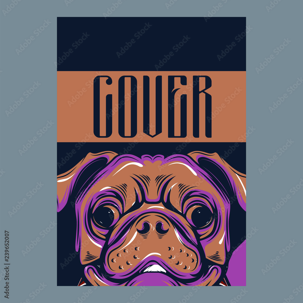 Obraz premium Pug Dog in a glasses. Vector illustration