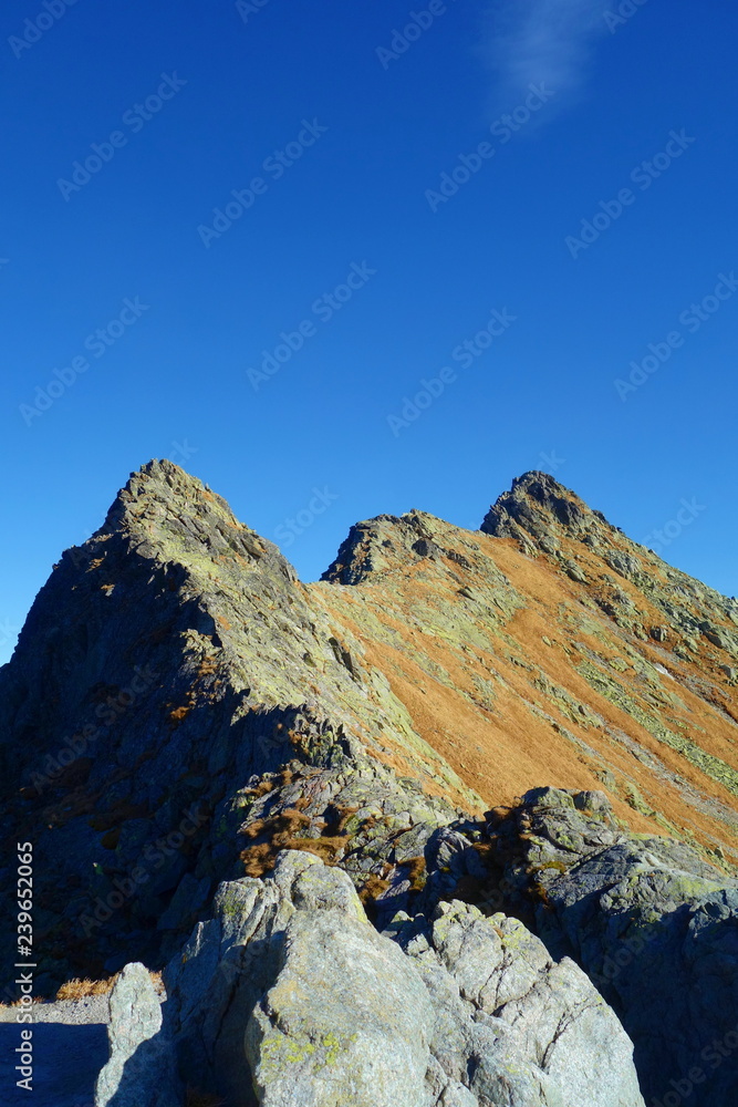 Panorama of Orla Perc, the most difficult hiking trail in Tatry mountains, Zakopane, Poland