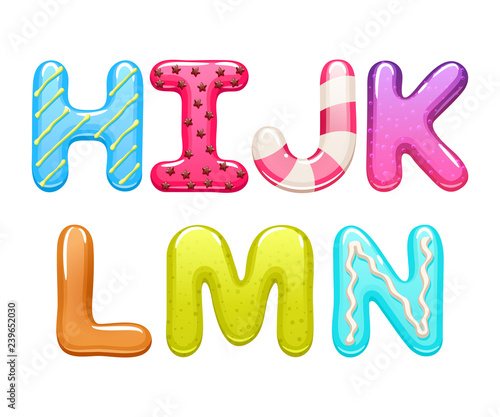 Decorated sweets abc letters set.