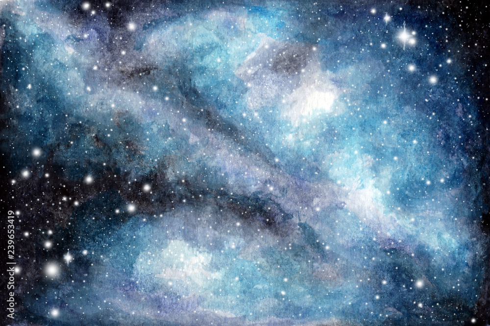 Abstract watercolor galaxy sky background, Cosmic texture. Night sky. Universe filled with stars. fantasy background. Abstract watercolor galaxy sky background, Cosmic texture. Night sky. Universe filled with stars. fantasy background.