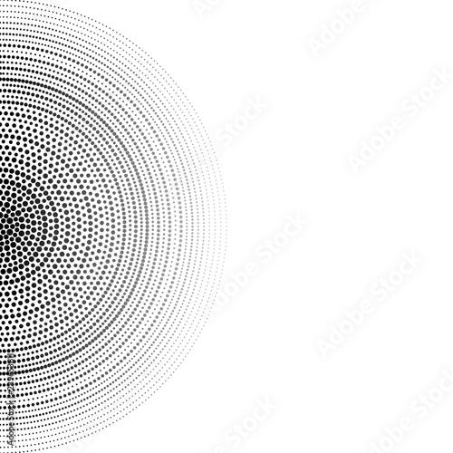 Monochrome pattern consisting of points. The points form concentric circles. Abstract Background