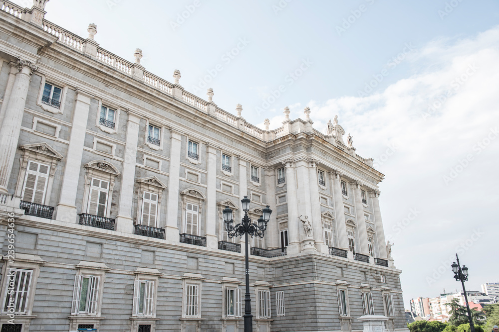 Image of the Royal Palace of Madrid, which is the official Spanish Royal Family residence. It is located in the city of Madrid. The architecture is jaw dropping.