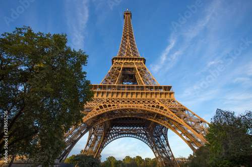 View of Eiffel Tower in a sunny day in Paris, France