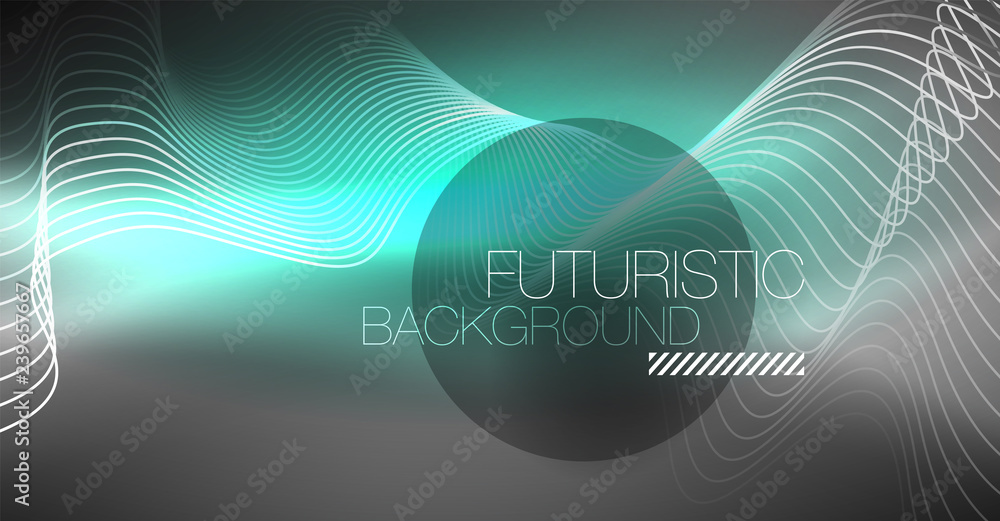 Neon lines wave background. Abstract composition Neon lines wave background. Abstract composition