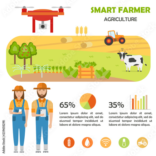 Smart farmer infographics. Farm Data analysis and management