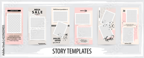 Trendy editable template for social networks stories, vector illustration.