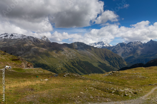 The mountains and the lake near Livigno.