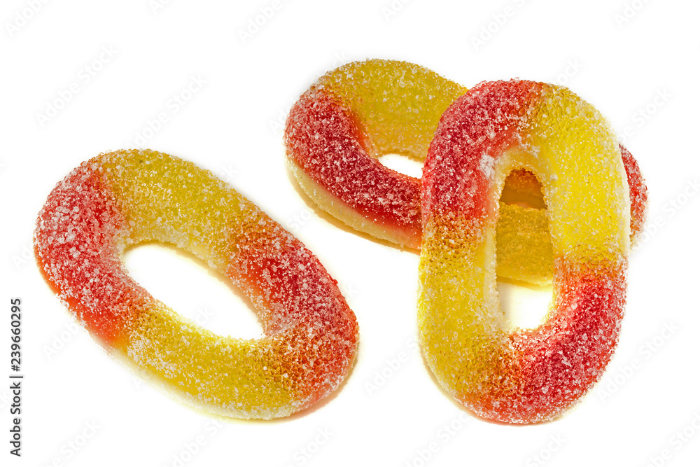 original gummy bear fruity candies, chewing jelly candies isolated on white background original gummy bear fruity candies, chewing jelly candies isolated on white background
