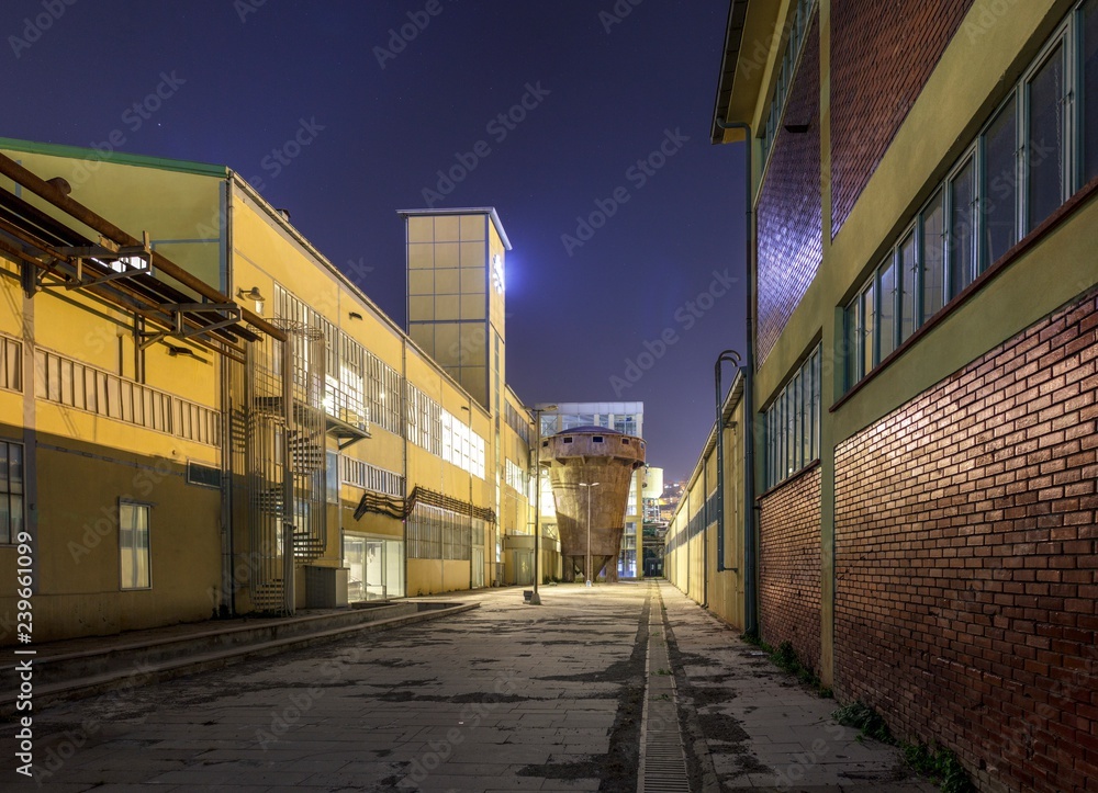Empty street in abandoned factory