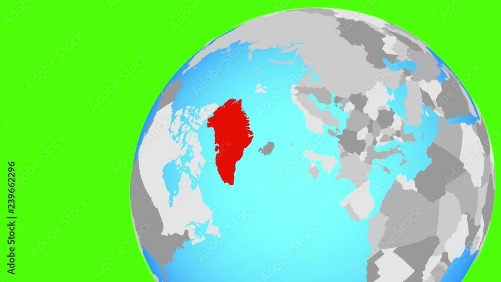 Zooming to Greenland from flying around globe. 3D illustration. Zooming to Greenland from flying around globe. 3D illustration.