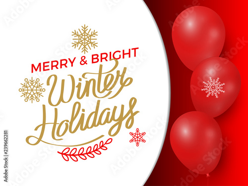 Merry and Bright Winter Holidays, Text Poster