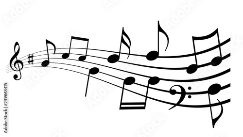 Waving notes and melody icon
