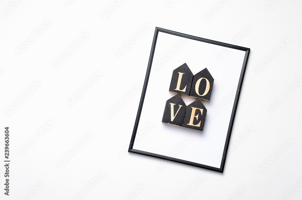 Love Letters in a Frame on White Background, Love Romantic Concept, Flat Lay Love Letters in a Frame on White Background, Love Romantic Concept, Flat Lay