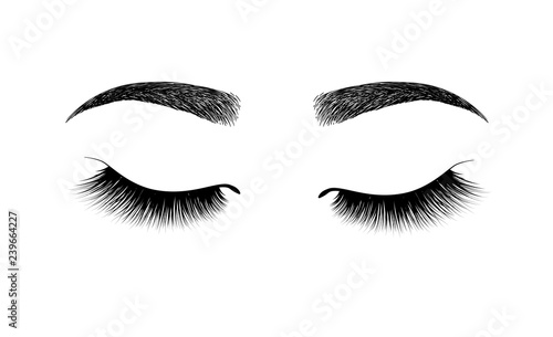 eyebrow perfectly shaped. permanent make-up and tattooing. Cosmetic for eyebrows. Eyelash extension. A beautiful make-up. Thick fuzzy cilia. Mascara for volume and length.