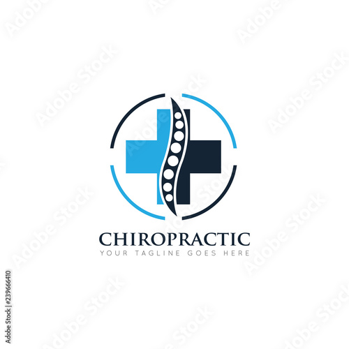 medical chiropractic logo and icon design template
