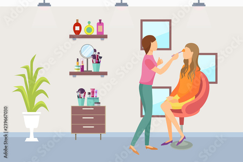 Visagiste Makeup Process of Making Visage Vector