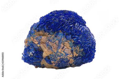 Εκτύπωση καμβά Bright blue full Azurite nodule from Russia isolated on white background