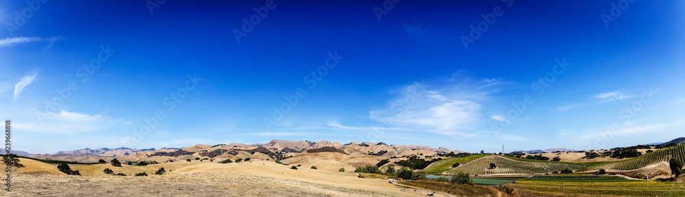Panorama of Central Coast Hills, Coastal Mountains, CA