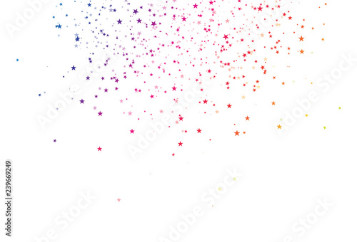Stars scattered glitter galaxy event space spectrum rainbow shiny concept on white abstract background  using for party festival celebration