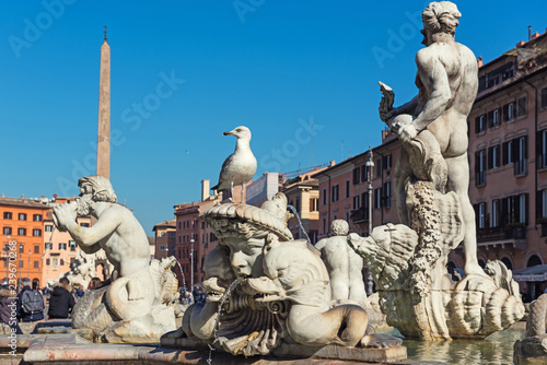 Fountain on famous Piazza Navona in Rome. Piazza Navona. Rome. Italy
