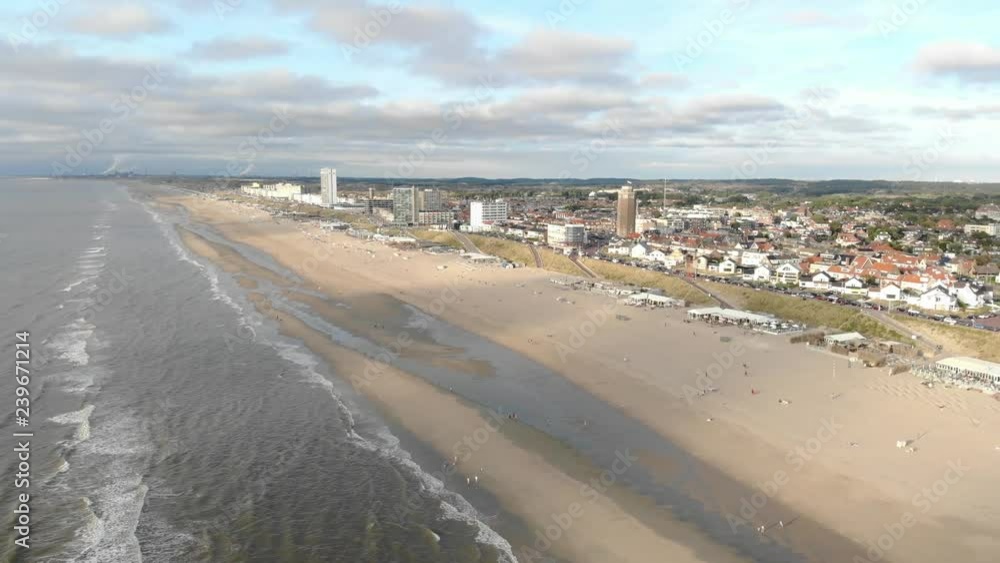 Flight over the promenade of Zandvoort in the Netherlands Flight over the promenade of Zandvoort in the Netherlands