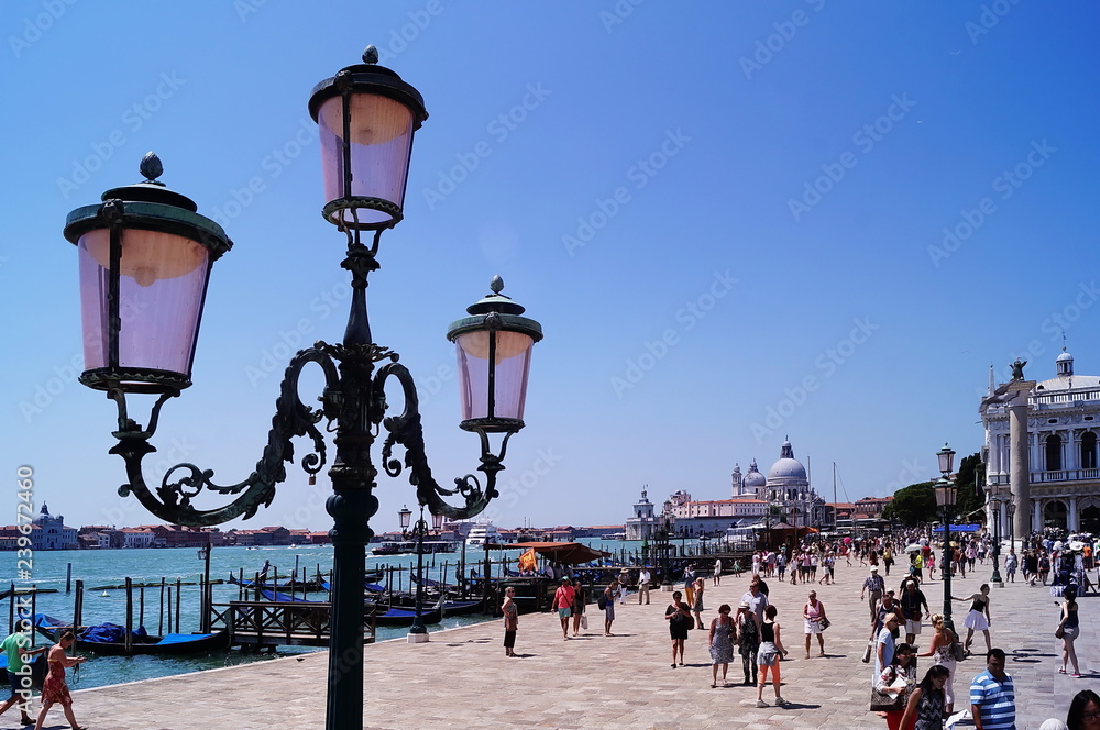 Street lamp in the lagoon of Venice, Italy