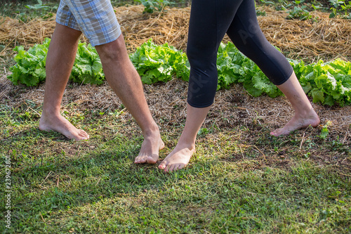 Couple in a Home Grown Vegetable Garden - only legs