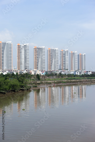 High buildings at riverside