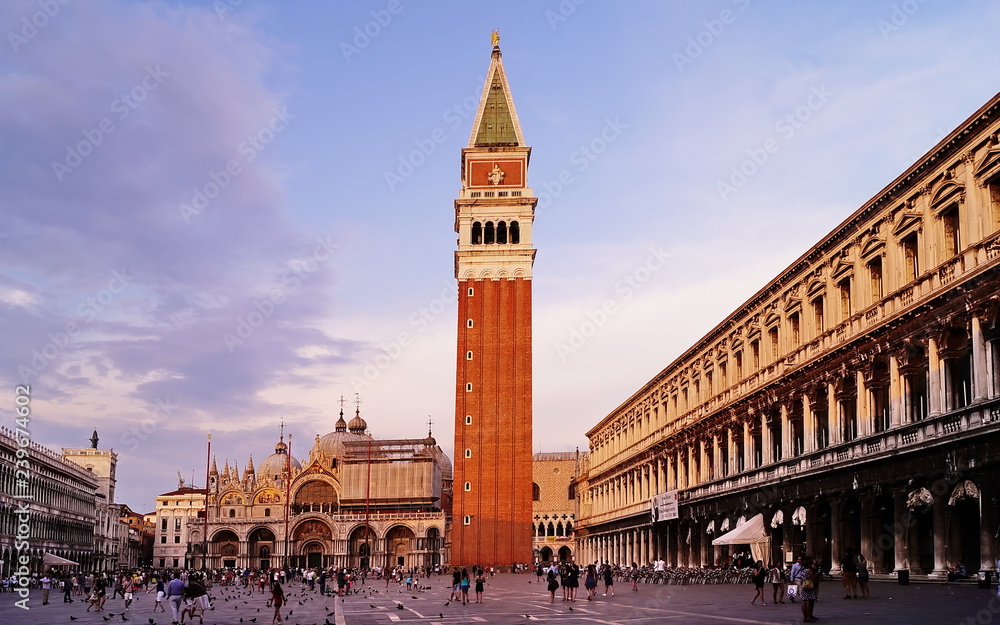 San Marco square at sunset, Venice, Italy