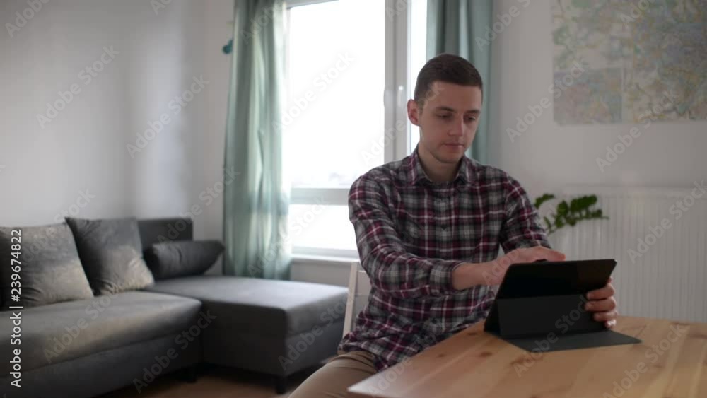 Student Handsome Guy With Laptop Pc At Home - Day Student Handsome Guy With Laptop Pc At Home - Day
