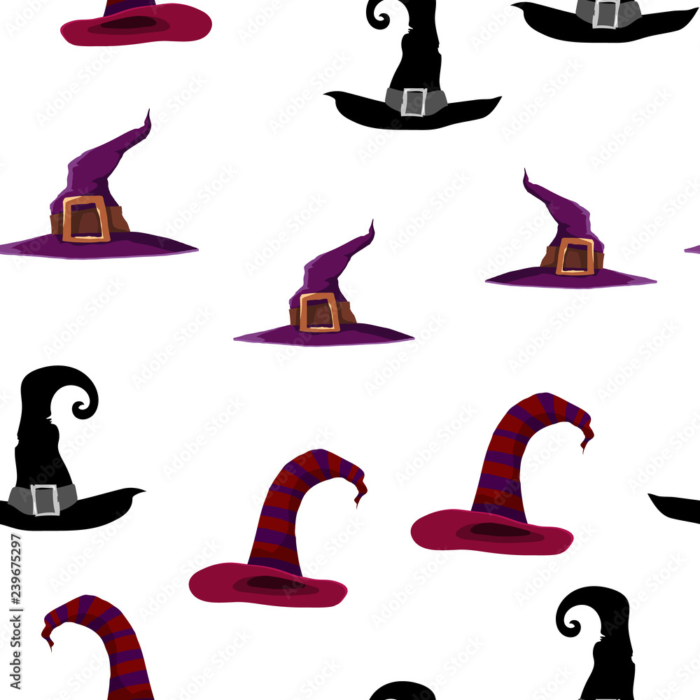 Witch Magic Hat Seamless Pattern Background. Vector Illustration. Witch Magic Hat Seamless Pattern Background. Vector Illustration.