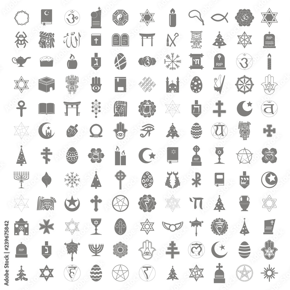 Photo & Art Print Set of monochrome icons with religious symbols for your design, drutska photo-art-print-set-of-monochrome-icons-with-religious-symbols-for-your-design-drutska