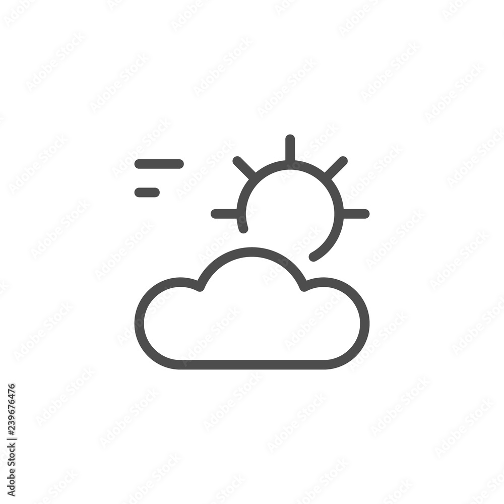 Sun and cloud line icon