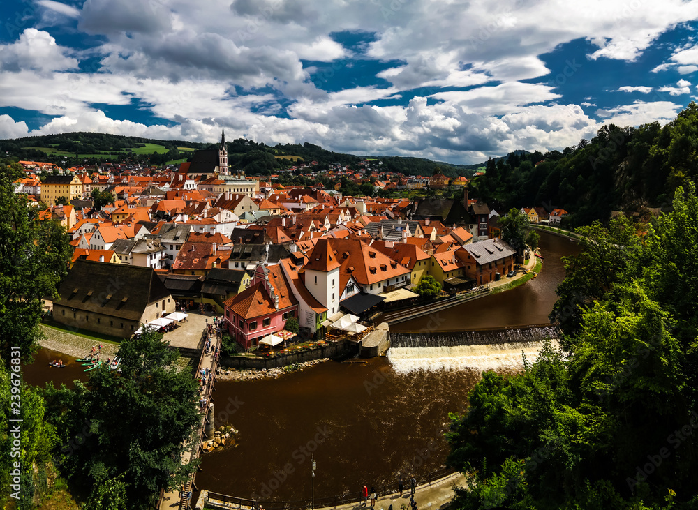 Aerial view to Cesky Krumlov Czech Republic